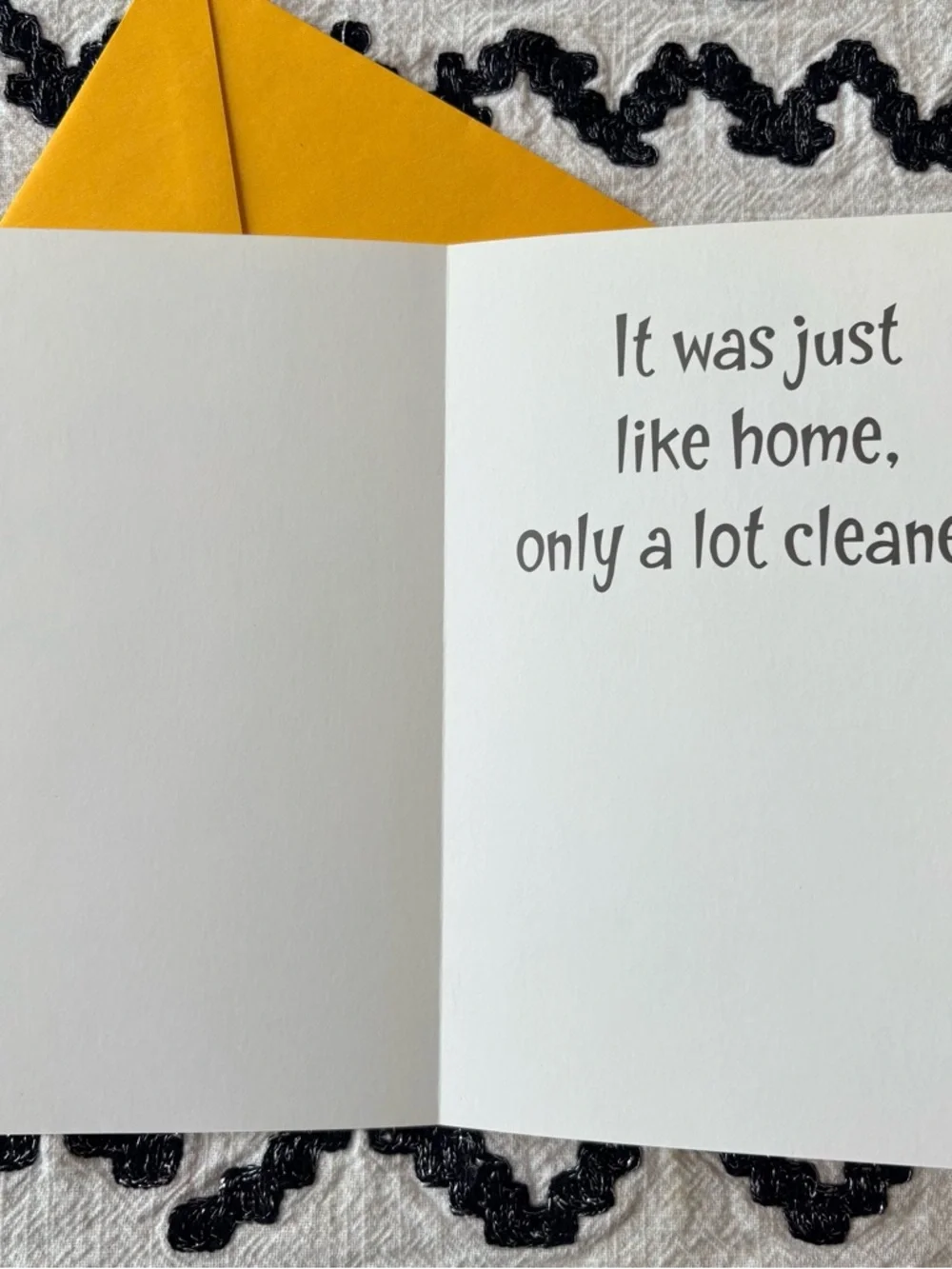American Greetings humor Thanks for the Hospitality Greeting Card with envelope